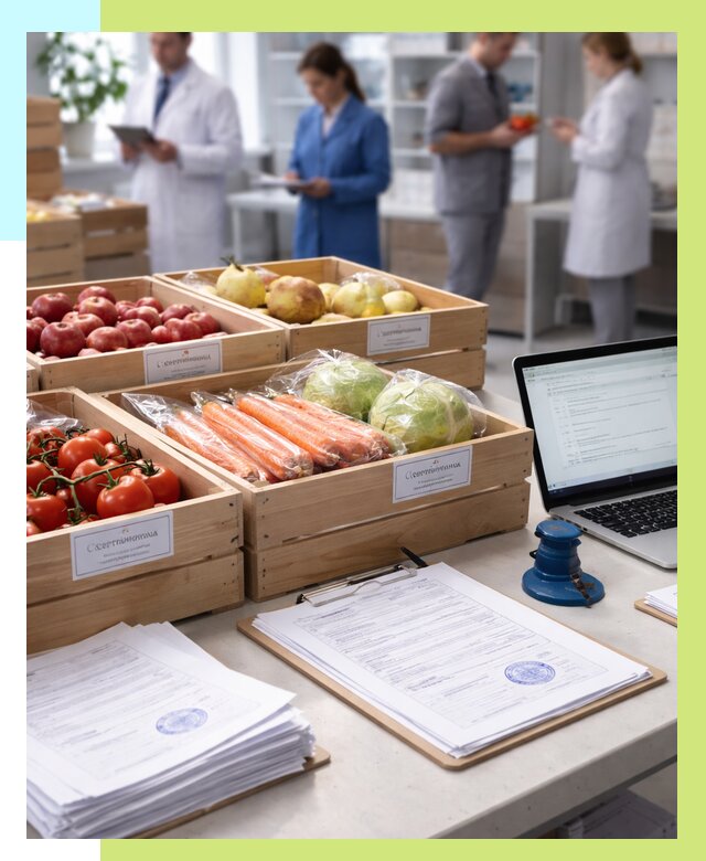 Сертификация овощей и фруктов в Отрадном от 9240 р. | Алешин-Трд