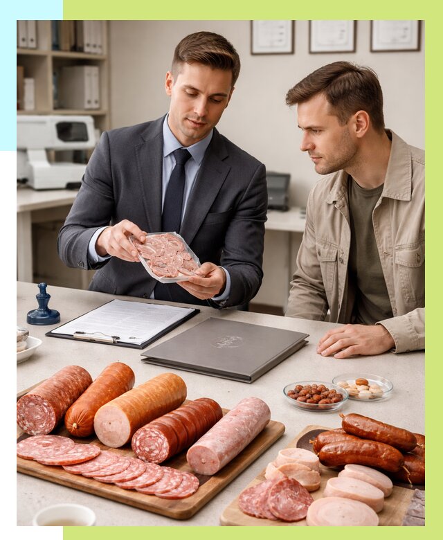 Сертификация колбасных изделий в Отрадном от 8153 р. | Алешин-Трд